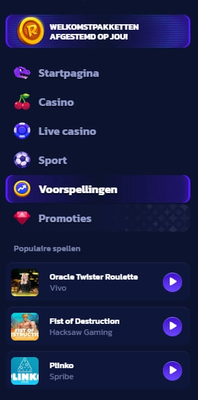 rapter casino navigation